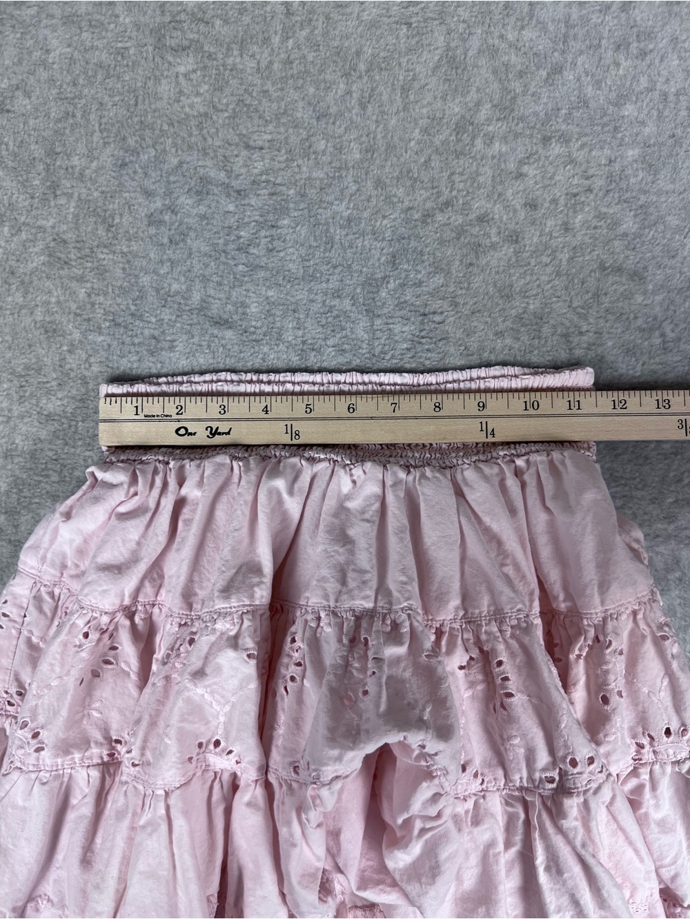 Coquette Eyelet Ruffle Light Pink Tiered Frilly Mini Skirt Guess Size XS - Picture 7 of 11